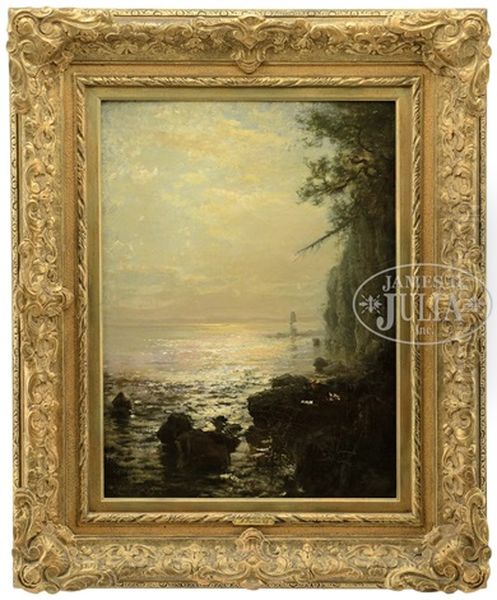 Sunlight Reflecting On The Coastal Water Oil Painting by Arthur Parton