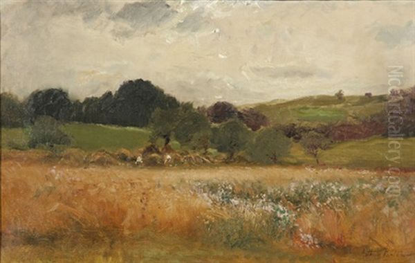 Field Of Hay Oil Painting by Arthur Parton