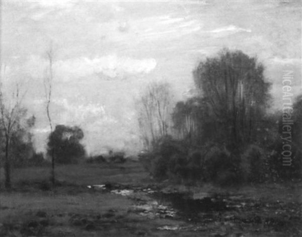 Open Landscape With A Running Stream Oil Painting by Arthur Parton