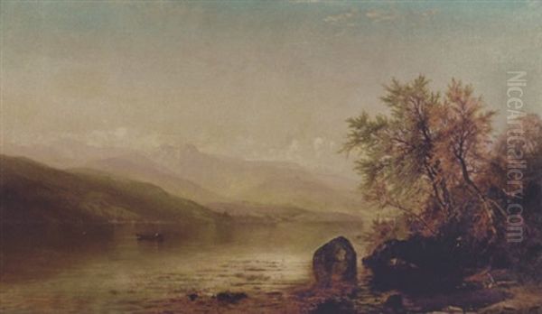 Rowboat On The Lake Oil Painting by Arthur Parton