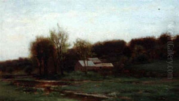 Farm By A River Oil Painting by Arthur Parton