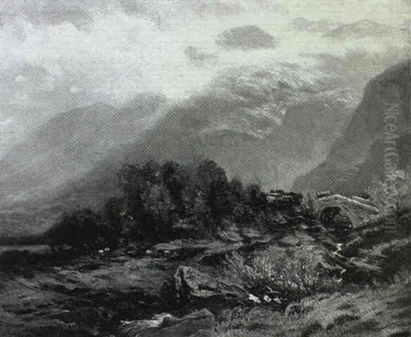 A Mountain Stream Oil Painting by Arthur Parton