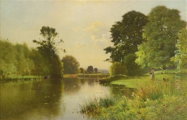 A Reach On The Upper Thames Oil Painting by Ernest Parton