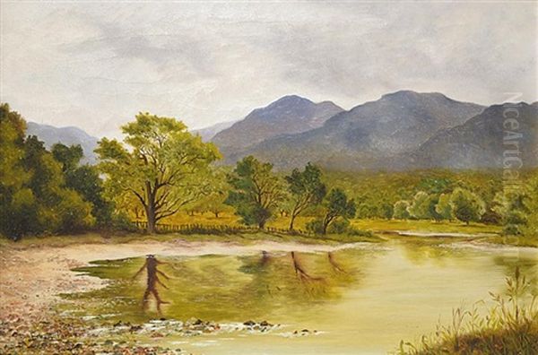 Untitled - River In The Mountains Oil Painting by Ernest Parton