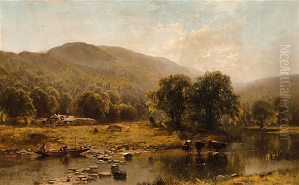 A Mountainous Panorama Oil Painting by Ernest Parton