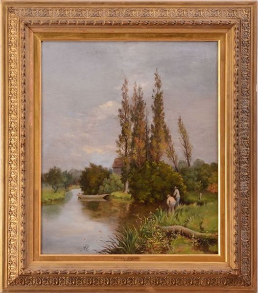 Fishing On A Stream Oil Painting by Ernest Parton