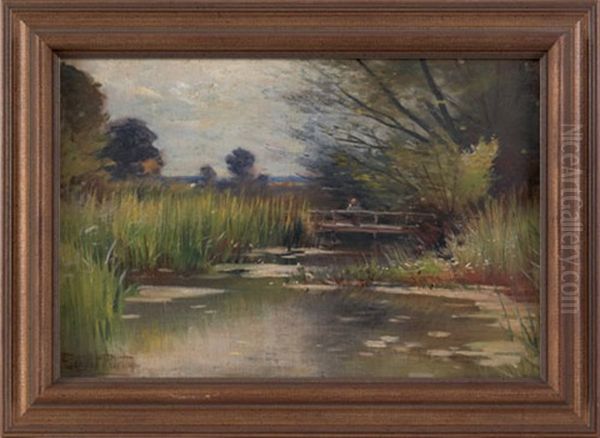 Untitled (a Landscape With A Creek) Oil Painting by Ernest Parton