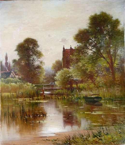 Fishing From The Bridge Oil Painting by Ernest Parton