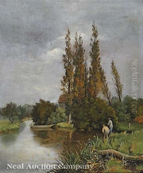 Fishing At The Creek Oil Painting by Ernest Parton