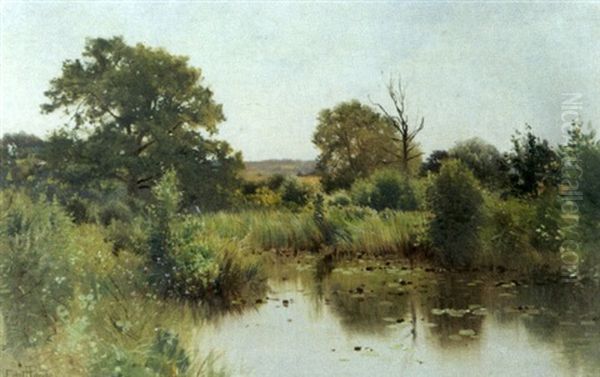 A Pool On The Medway, Kent, England Oil Painting by Ernest Parton