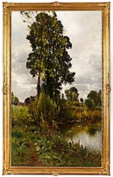 Landskap Med Sjo Oil Painting by Ernest Parton