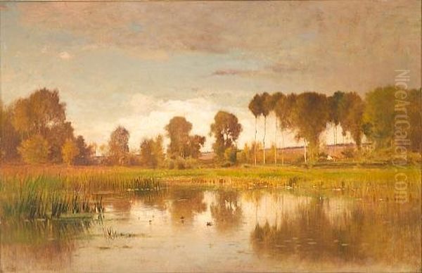 Landscape With Pond Oil Painting by Ernest Parton