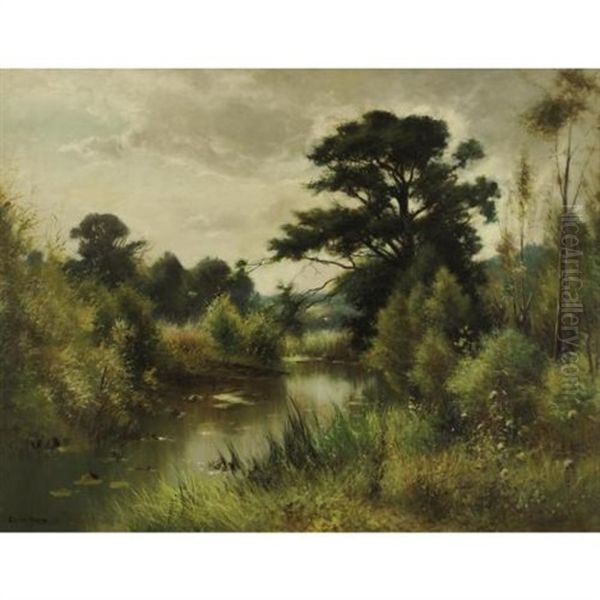 Landscape With Pond Oil Painting by Ernest Parton