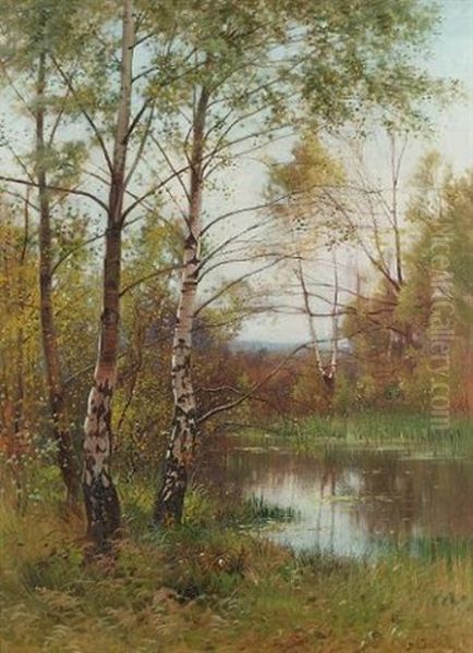 Wood And Water Oil Painting by Ernest Parton