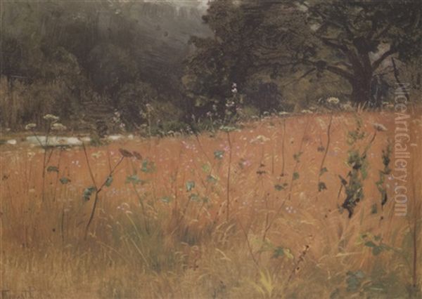 A Field Of Wildflowers Oil Painting by Ernest Parton