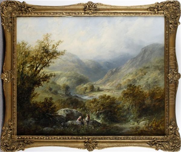 A Valley Landscape Oil Painting by Edward Partridge