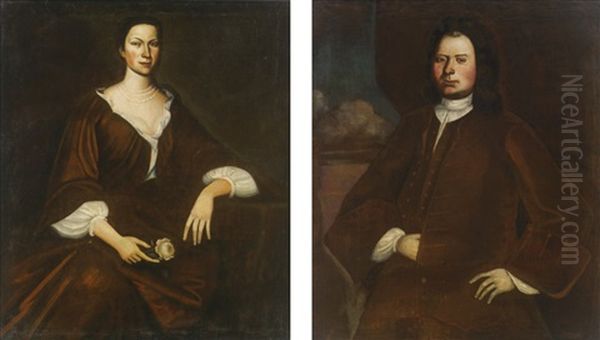 John Dunbar And Jeanette Von Egmont Schermerhorn Of Schenectady, New York Oil Painting by Nehemiah Partridge