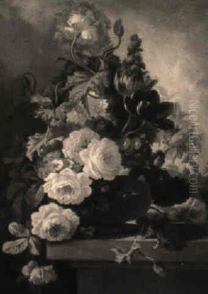 Biedermeierliches Blumenstilleben Oil Painting by Antoine Pascal