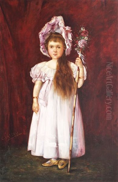 The Little Shepherd Girl Oil Painting by Constantin A. Pascali