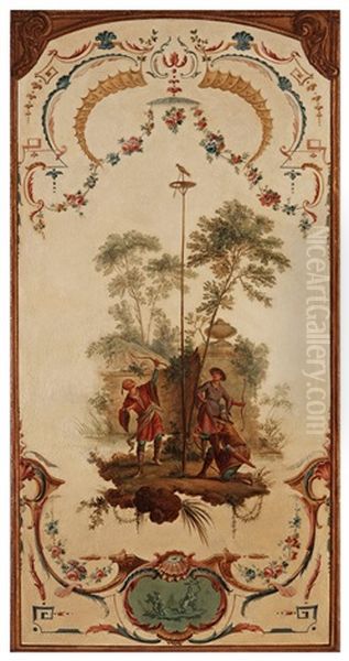 Chinoiserie With Archery Oil Painting by Johan Pasch the Elder