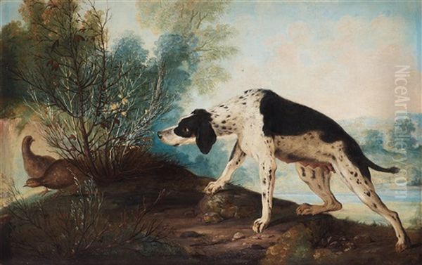 Landscape With Dog And Birds Oil Painting by Johan Pasch the Elder