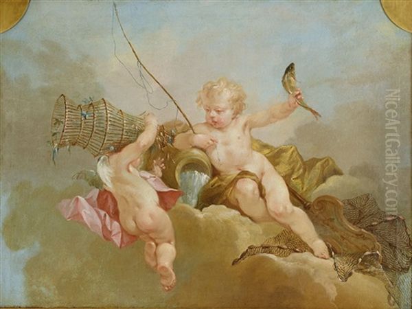 Allegori Over De Fyra Elementen - Vattnet - Dorroverstycke Oil Painting by Johan Pasch the Elder