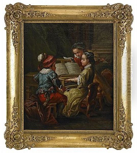 Allegori Over Musiken (+ Allegori Over Malarkonsten; Pair) Oil Painting by Johan Pasch the Elder