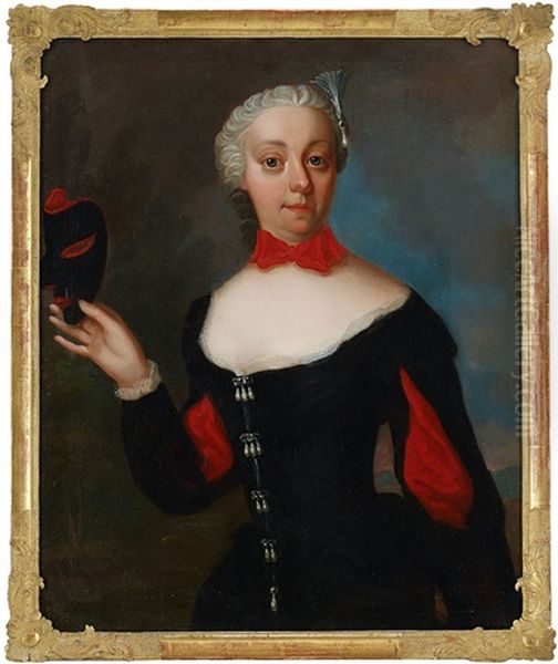 Portratt Av Friherrinnan Adelheid Elisabet Funck, Nee Von Bomin, I Svart-rod Klanning - Midjebild Oil Painting by Lorenz Pasch the Elder