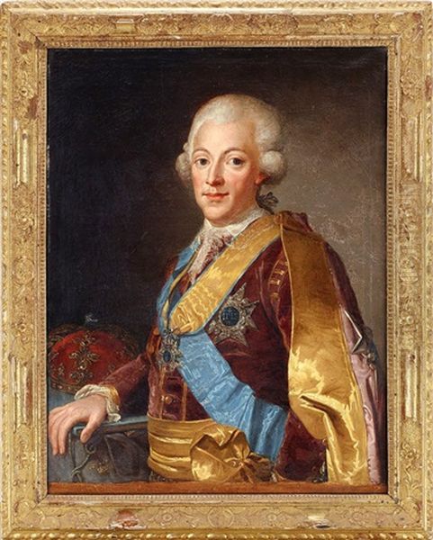 Portratt Av Gustav Iii I Lilla Serafimerdrakten Oil Painting by Lorenz Pasch the Younger