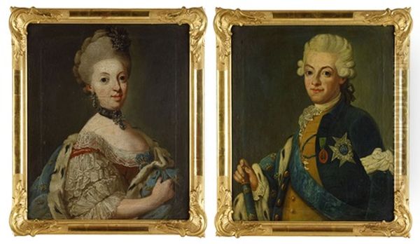 Portratt Av Gustav Iii Och Sofia Magdalena (pair) Oil Painting by Lorenz Pasch the Younger