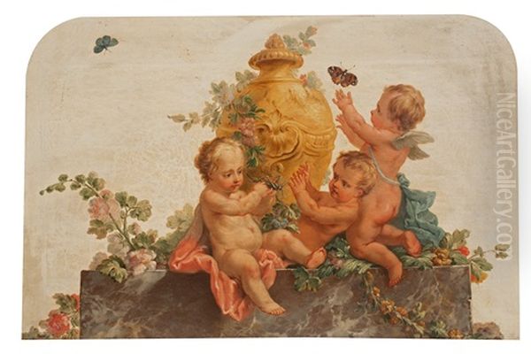 Children Playing With Insects Oil Painting by Lorenz Pasch the Younger