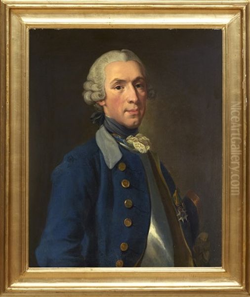 Portratt Forestallande Kaptenlojtnant Peter Von Stierneman Oil Painting by Lorenz Pasch the Younger