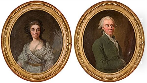 Med. Dr Henrik Gahn (+ Hans Maka Eva Katarina, F. Svedenstierna; Pair) Oil Painting by Lorenz Pasch the Younger