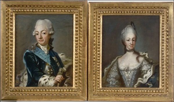 Kustaa Iii & Sofia Magdalena (pair) Oil Painting by Lorenz Pasch the Younger