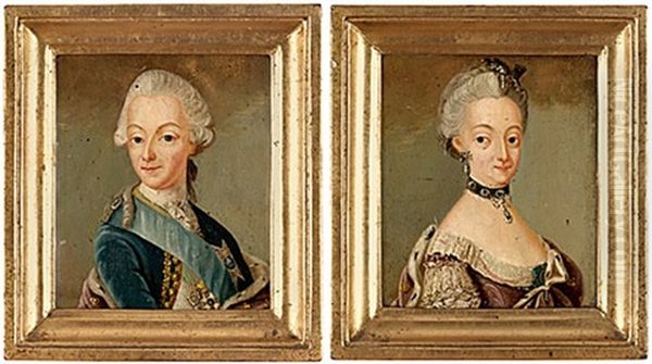 Konung Gustaf Iii (+ Drottning Sofia Magdalena; Pair) by Lorenz Pasch the Younger