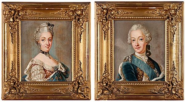 Portratt Av Sofia Magdalena Och Gustaf Iii (pair) Oil Painting by Ulrika (Ulla Fredrica) Pasch