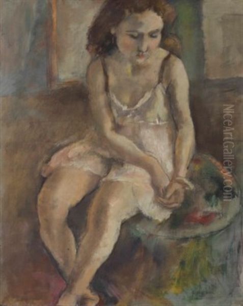 Jeune Fille Pensive Oil Painting by Jules Pascin