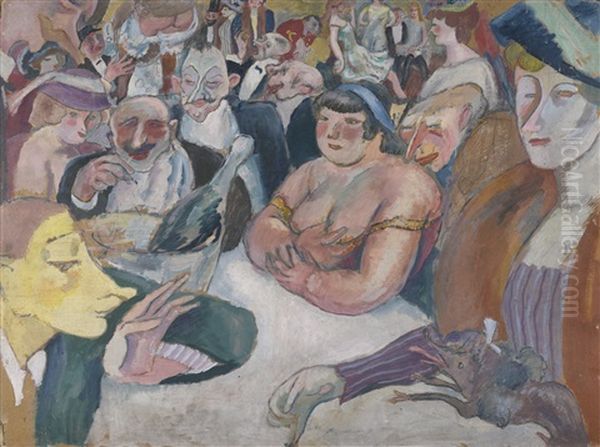 Les Noctambules - (recto) Femme Au Chien - (verso) Oil Painting by Jules Pascin