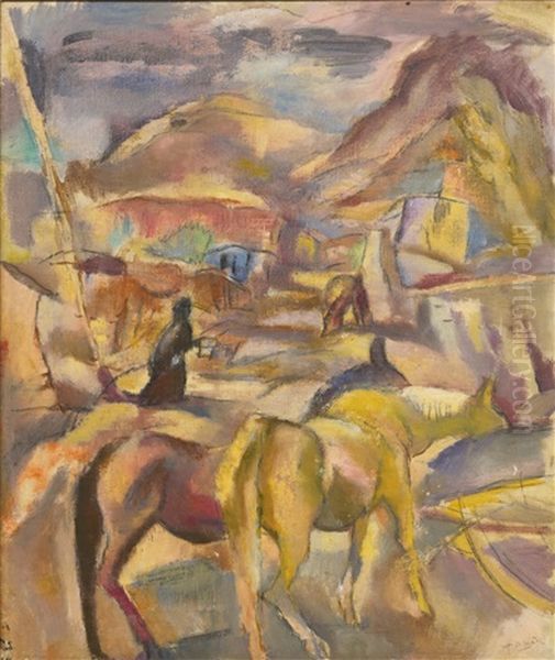 Les Mulets Oil Painting by Jules Pascin