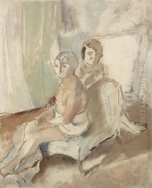 Margot Et Madeleine - Circa 1927 Oil Painting by Jules Pascin