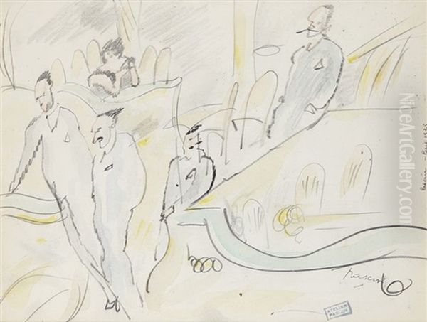 Au Theatre Oil Painting by Jules Pascin