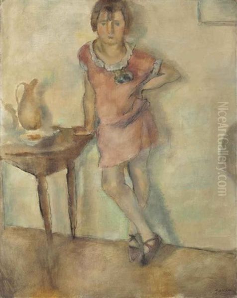 Fillette En Rose Oil Painting by Jules Pascin