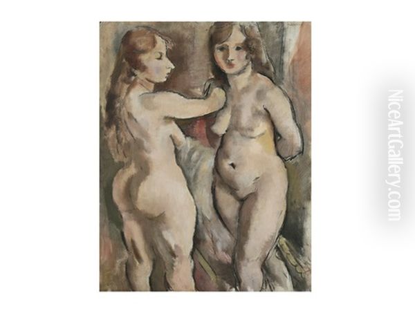 Les Deux Modeles Oil Painting by Jules Pascin