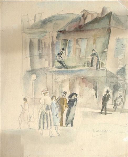 Cuban Street Scene Oil Painting by Jules Pascin