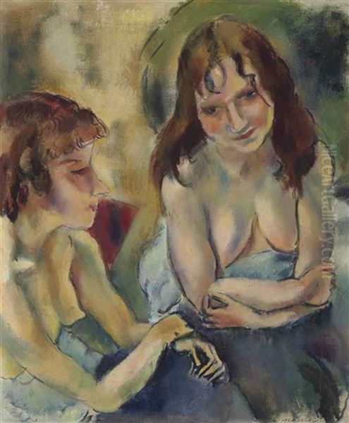 Deux Anglaises Oil Painting by Jules Pascin