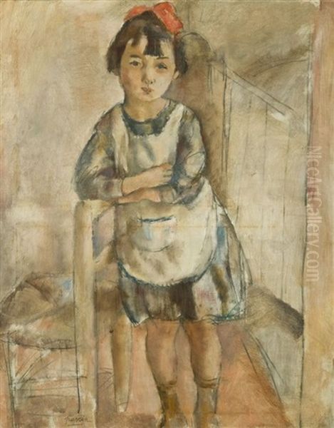 Fillette Appuyee Sur Une Chaise Oil Painting by Jules Pascin