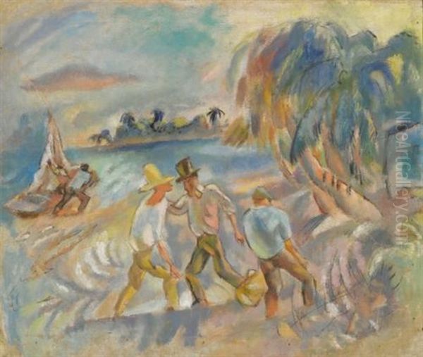 Les Brigands Et Femme Cubiste (recto-verso) Oil Painting by Jules Pascin