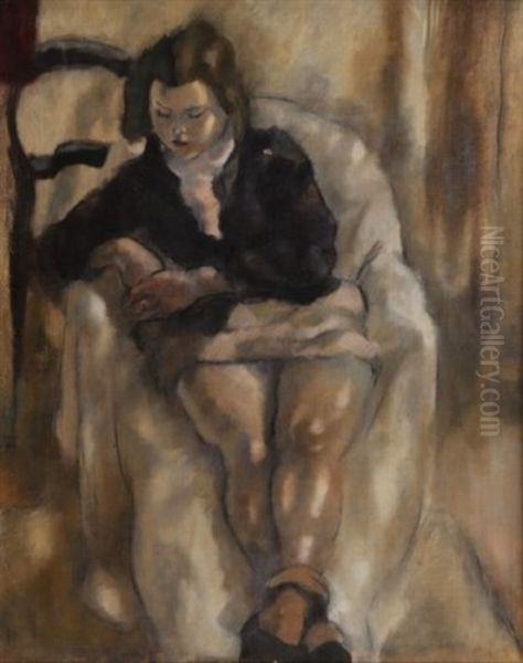 Jeune Fille Dans Un Fauteuil Oil Painting by Jules Pascin