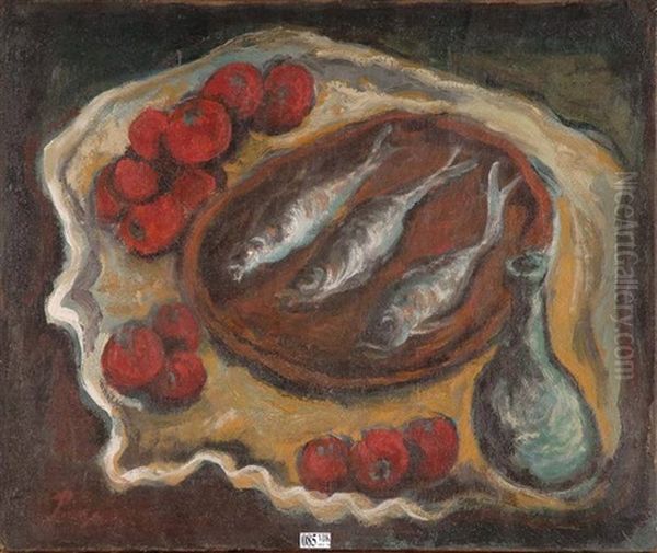 Nature Morte Aux Poissons Et Aux Tomates Oil Painting by Jules Pascin