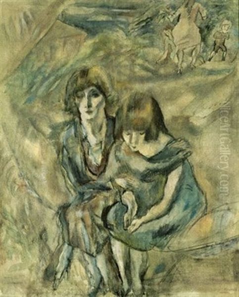 Hermine Et Lucy Oil Painting by Jules Pascin